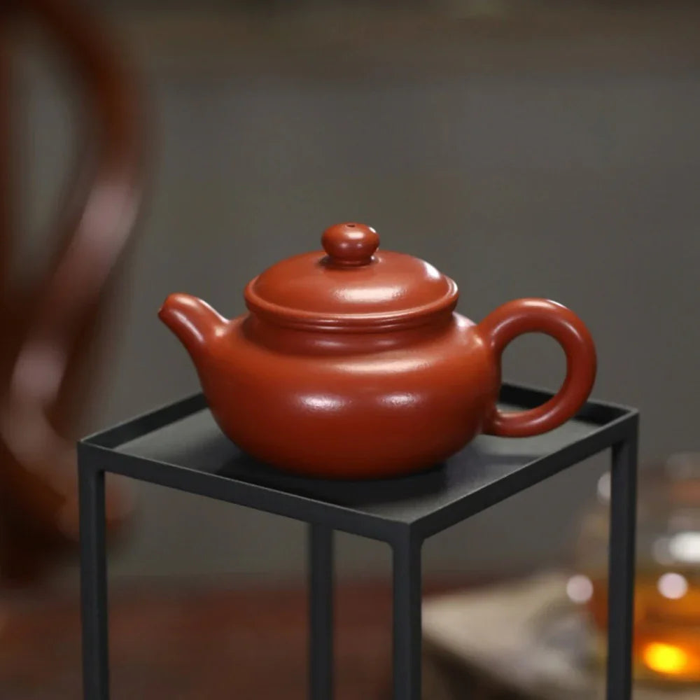 Teko Zisha Yixing Buatan Tangan Sepenuhnya [Fanggu Pot] (Dahongpao - 170ml)