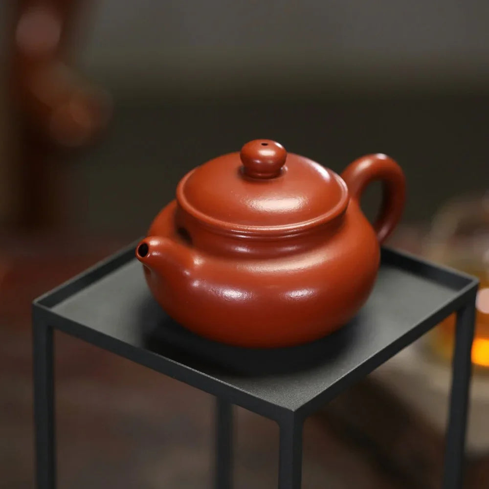 Teko Zisha Yixing Buatan Tangan Sepenuhnya [Fanggu Pot] (Dahongpao - 170ml)