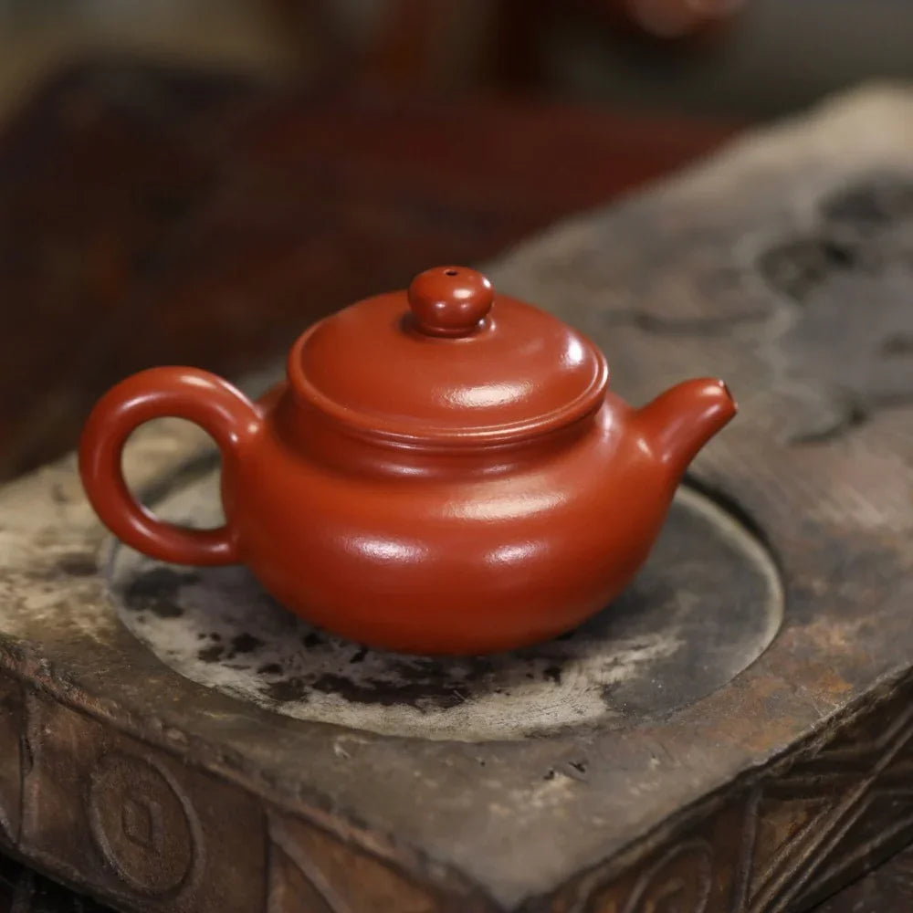 Teko Zisha Yixing Buatan Tangan Sepenuhnya [Fanggu Pot] (Dahongpao - 170ml)