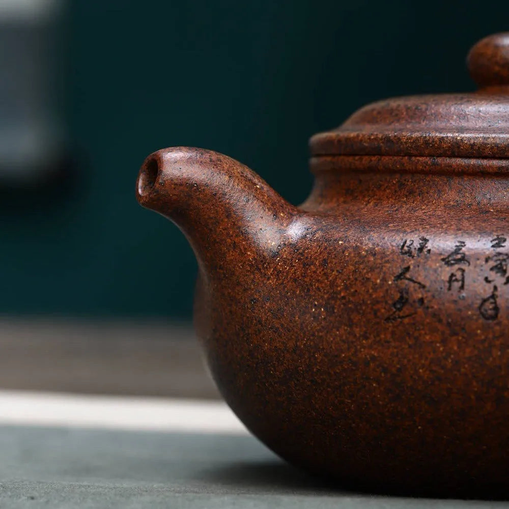 Full Handmade Yixing Zisha Teapot [Fanggu Pot] Full Set (Longgu Jin Sha - 480ml) - YIQIN TEA HOUSE | yiqinteahouse.com | >300ml, full handmade zisha teapot, new arrival, teapot, teaware, teaware set