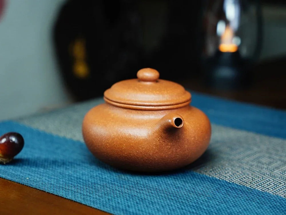 Full Handmade Yixing Zisha Teapot [Fanggu Pot] (Jiang Po Ni - 180ml) - YIQIN TEA HOUSE | yiqinteahouse.com | <200ml, full handmade zisha teapot, plain smooth, teapot, teaware