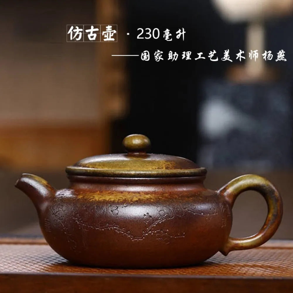 Full Handmade Yixing Zisha Teapot [Fanggu Pot] (Qing Duan Ni Firewood Fired - 230ml) - YIQIN TEA HOUSE | yiqinteahouse.com | 200-300ml, full handmade zisha teapot, new arrival, teapot, teaware