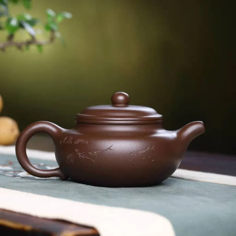 Teko Zisha Yixing Buatan Tangan Sepenuhnya [Fanggu Pot] (Zi Ni - 310ml)