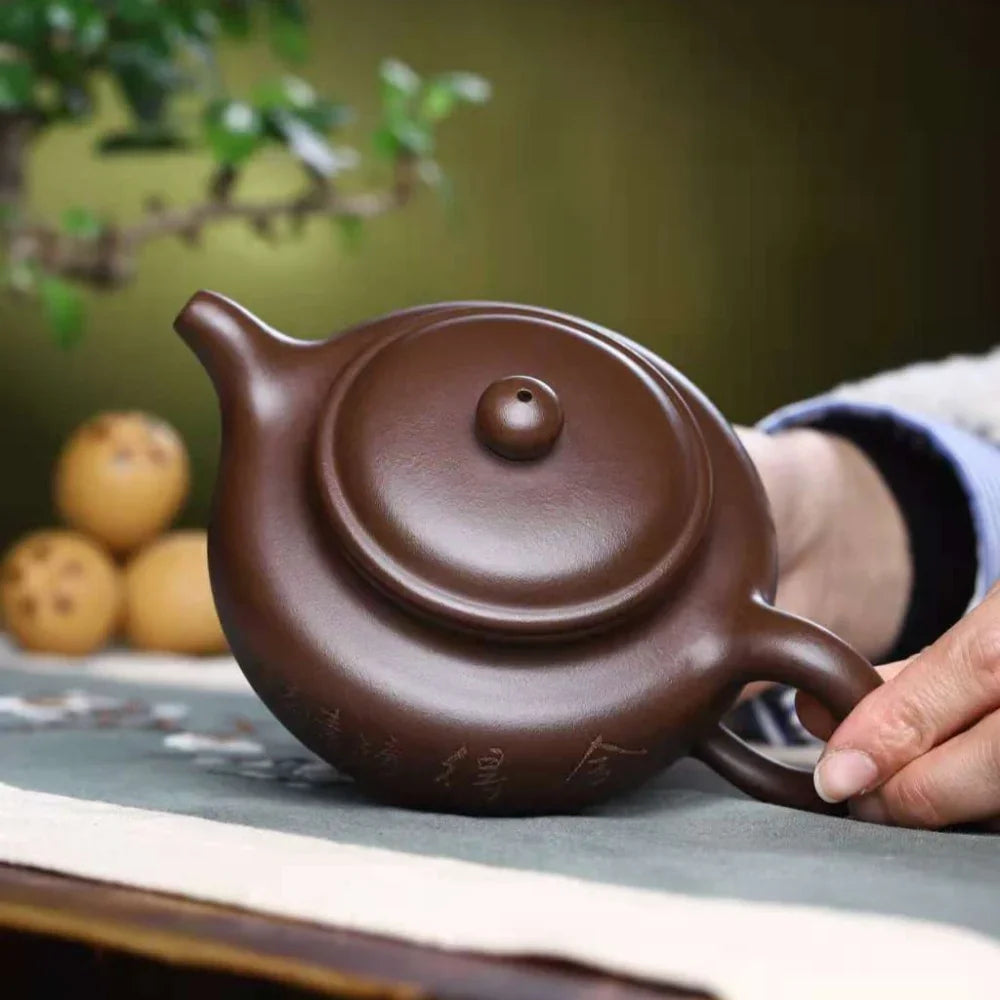Teko Zisha Yixing Buatan Tangan Sepenuhnya [Fanggu Pot] (Zi Ni - 310ml)