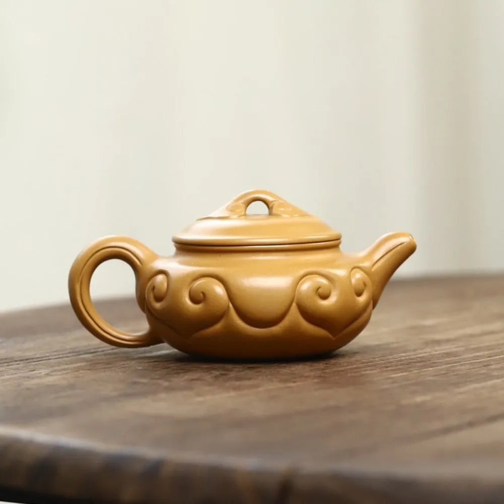 Full Handmade Yixing Zisha Teapot [Fanggu Ruyi Pot] (Huangjin Duan Ni - 150ml) - YIQIN TEA HOUSE | yiqinteahouse.com | <200ml, full handmade zisha teapot, new arrival, teapot, teaware