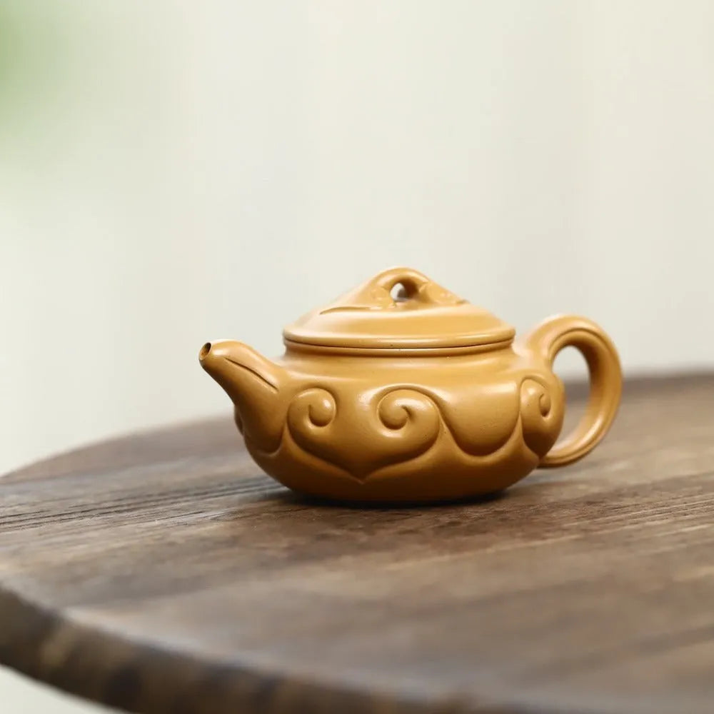 Full Handmade Yixing Zisha Teapot [Fanggu Ruyi Pot] (Huangjin Duan Ni - 150ml) - YIQIN TEA HOUSE | yiqinteahouse.com | <200ml, full handmade zisha teapot, new arrival, teapot, teaware