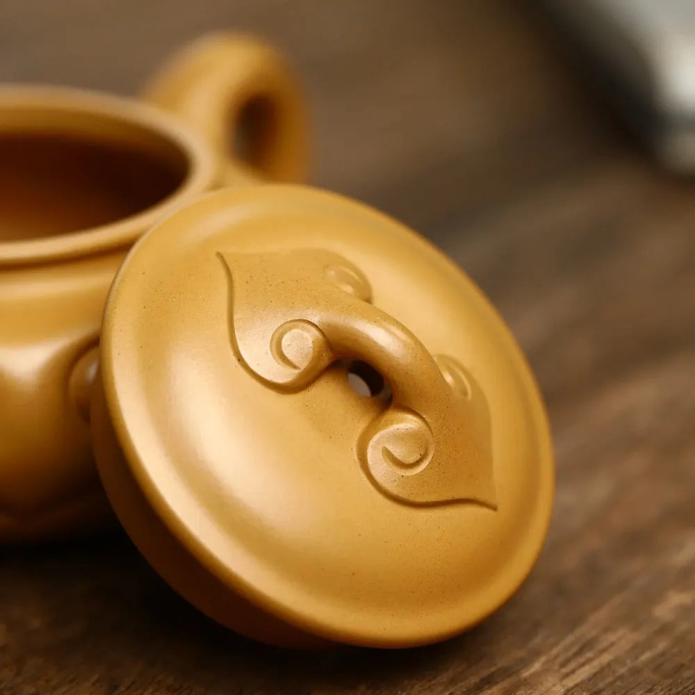 Full Handmade Yixing Zisha Teapot [Fanggu Ruyi Pot] (Huangjin Duan Ni - 150ml) - YIQIN TEA HOUSE | yiqinteahouse.com | <200ml, full handmade zisha teapot, new arrival, teapot, teaware