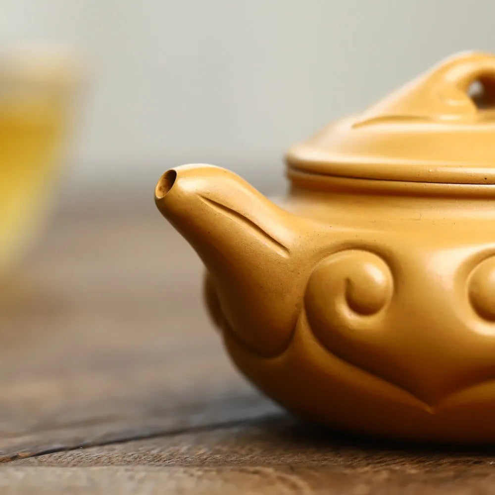 Full Handmade Yixing Zisha Teapot [Fanggu Ruyi Pot] (Huangjin Duan Ni - 150ml) - YIQIN TEA HOUSE | yiqinteahouse.com | <200ml, full handmade zisha teapot, new arrival, teapot, teaware