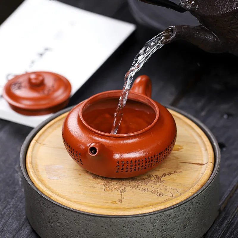 Full Handmade Yixing Zisha Teapot [Fanggu Xinjing] (Zhao Zhuang Zhu Ni - 280ml) - YIQIN TEA HOUSE | yiqinteahouse.com | 200-300ml, full handmade zisha teapot, new arrival, teapot, teaware