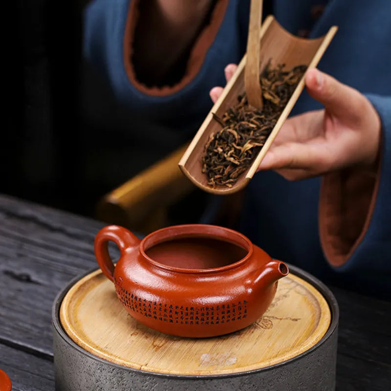 Full Handmade Yixing Zisha Teapot [Fanggu Xinjing] (Zhao Zhuang Zhu Ni - 280ml) - YIQIN TEA HOUSE | yiqinteahouse.com | 200-300ml, full handmade zisha teapot, new arrival, teapot, teaware