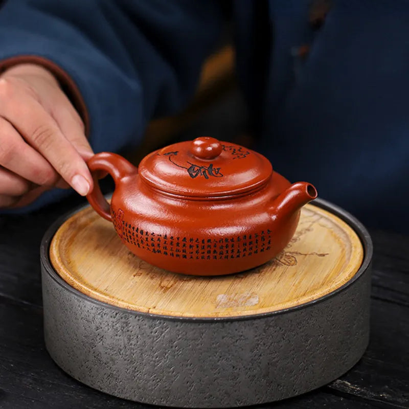 Full Handmade Yixing Zisha Teapot [Fanggu Xinjing] (Zhao Zhuang Zhu Ni - 280ml) - YIQIN TEA HOUSE | yiqinteahouse.com | 200-300ml, full handmade zisha teapot, new arrival, teapot, teaware