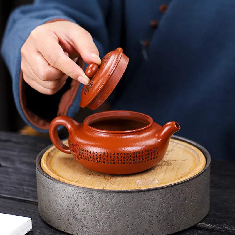 Full Handmade Yixing Zisha Teapot [Fanggu Xinjing] (Zhao Zhuang Zhu Ni - 280ml) - YIQIN TEA HOUSE | yiqinteahouse.com | 200-300ml, full handmade zisha teapot, new arrival, teapot, teaware