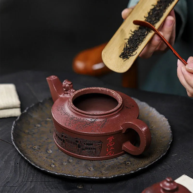 Full Handmade Yixing Zisha Teapot [Feng Wu Jiu Tian] (Lao Zi Ni - 410ml) - YIQIN TEA HOUSE | yiqinteahouse.com | >300ml, full handmade zisha teapot, new arrival, teapot, teaware