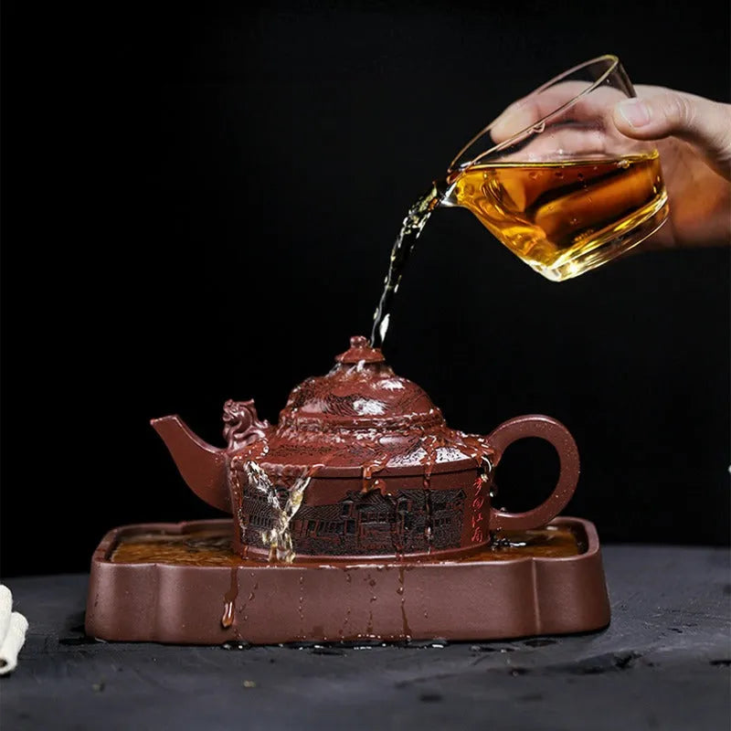 Full Handmade Yixing Zisha Teapot [Feng Wu Jiu Tian] (Lao Zi Ni - 410ml) - YIQIN TEA HOUSE | yiqinteahouse.com | >300ml, full handmade zisha teapot, new arrival, teapot, teaware