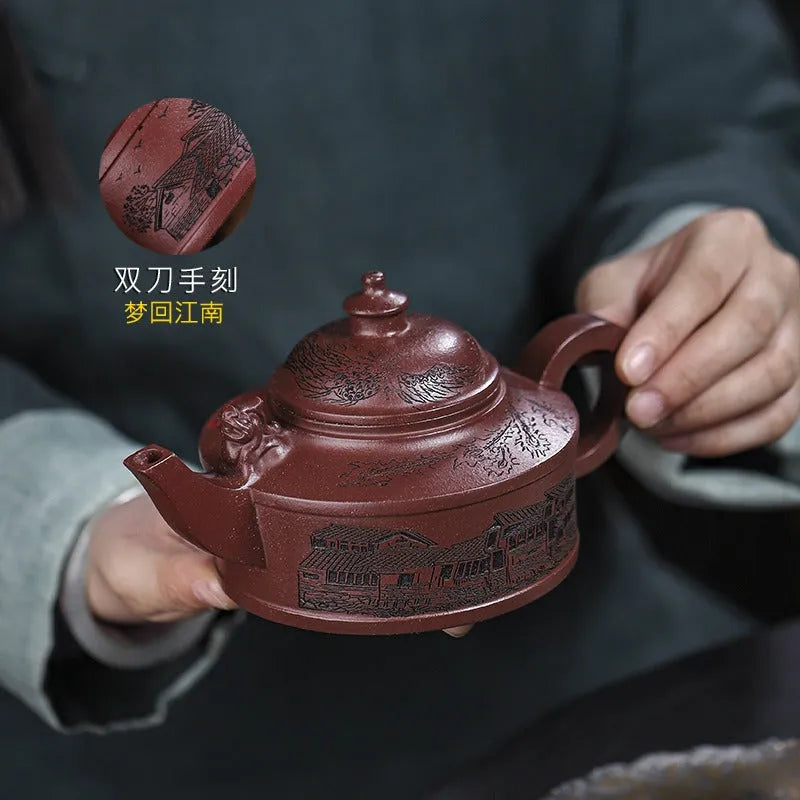 Full Handmade Yixing Zisha Teapot [Feng Wu Jiu Tian] (Lao Zi Ni - 410ml) - YIQIN TEA HOUSE | yiqinteahouse.com | >300ml, full handmade zisha teapot, new arrival, teapot, teaware