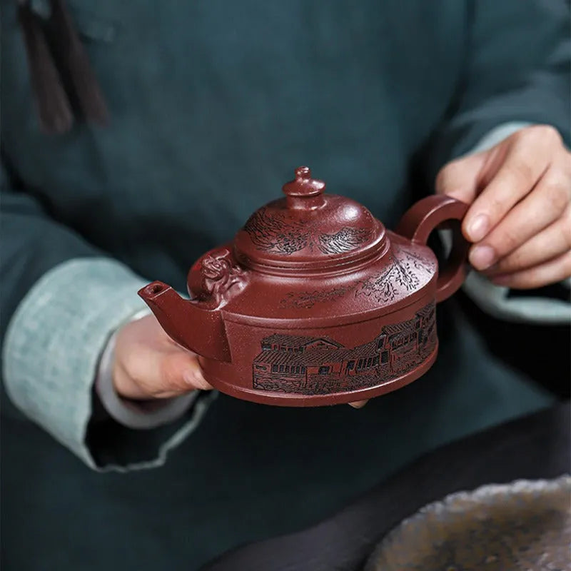 Full Handmade Yixing Zisha Teapot [Feng Wu Jiu Tian] (Lao Zi Ni - 410ml) - YIQIN TEA HOUSE | yiqinteahouse.com | >300ml, full handmade zisha teapot, new arrival, teapot, teaware