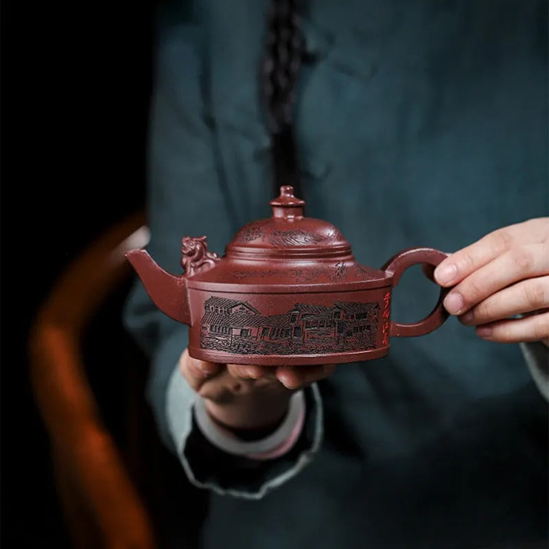 Full Handmade Yixing Zisha Teapot [Feng Wu Jiu Tian] (Lao Zi Ni - 410ml) - YIQIN TEA HOUSE | yiqinteahouse.com | >300ml, full handmade zisha teapot, new arrival, teapot, teaware