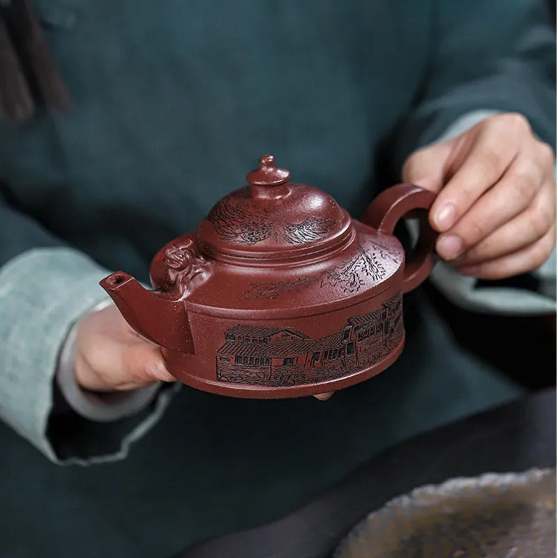 Full Handmade Yixing Zisha Teapot [Feng Wu Jiu Tian] (Lao Zi Ni - 410ml) - YIQIN TEA HOUSE | yiqinteahouse.com | >300ml, full handmade zisha teapot, new arrival, teapot, teaware