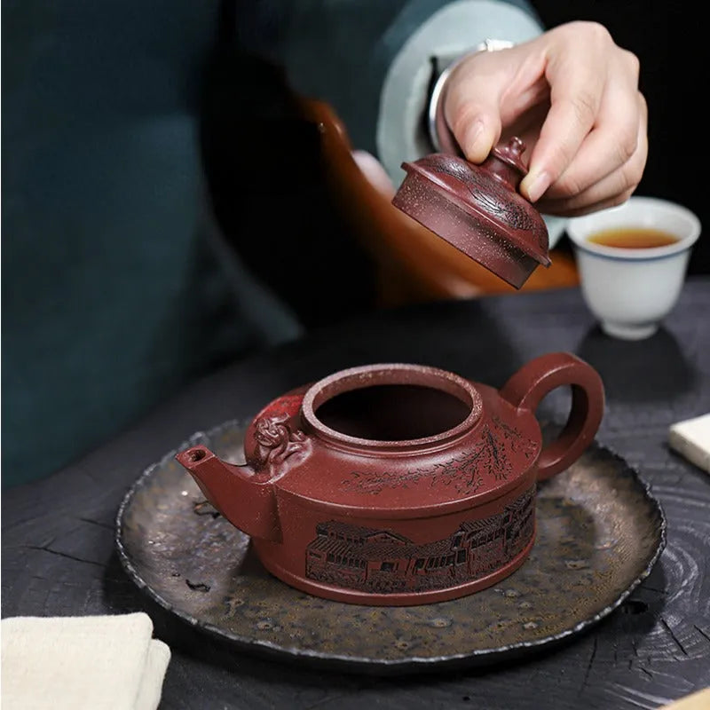 Full Handmade Yixing Zisha Teapot [Feng Wu Jiu Tian] (Lao Zi Ni - 410ml) - YIQIN TEA HOUSE | yiqinteahouse.com | >300ml, full handmade zisha teapot, new arrival, teapot, teaware