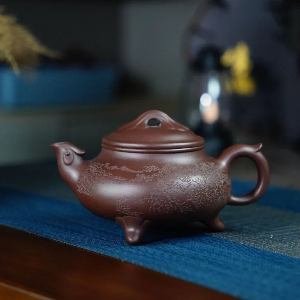 Teko Zisha Yixing Buatan Tangan Sepenuhnya [Feng Wu Jiu Tian Pot] (Zi Ni - 300ml)