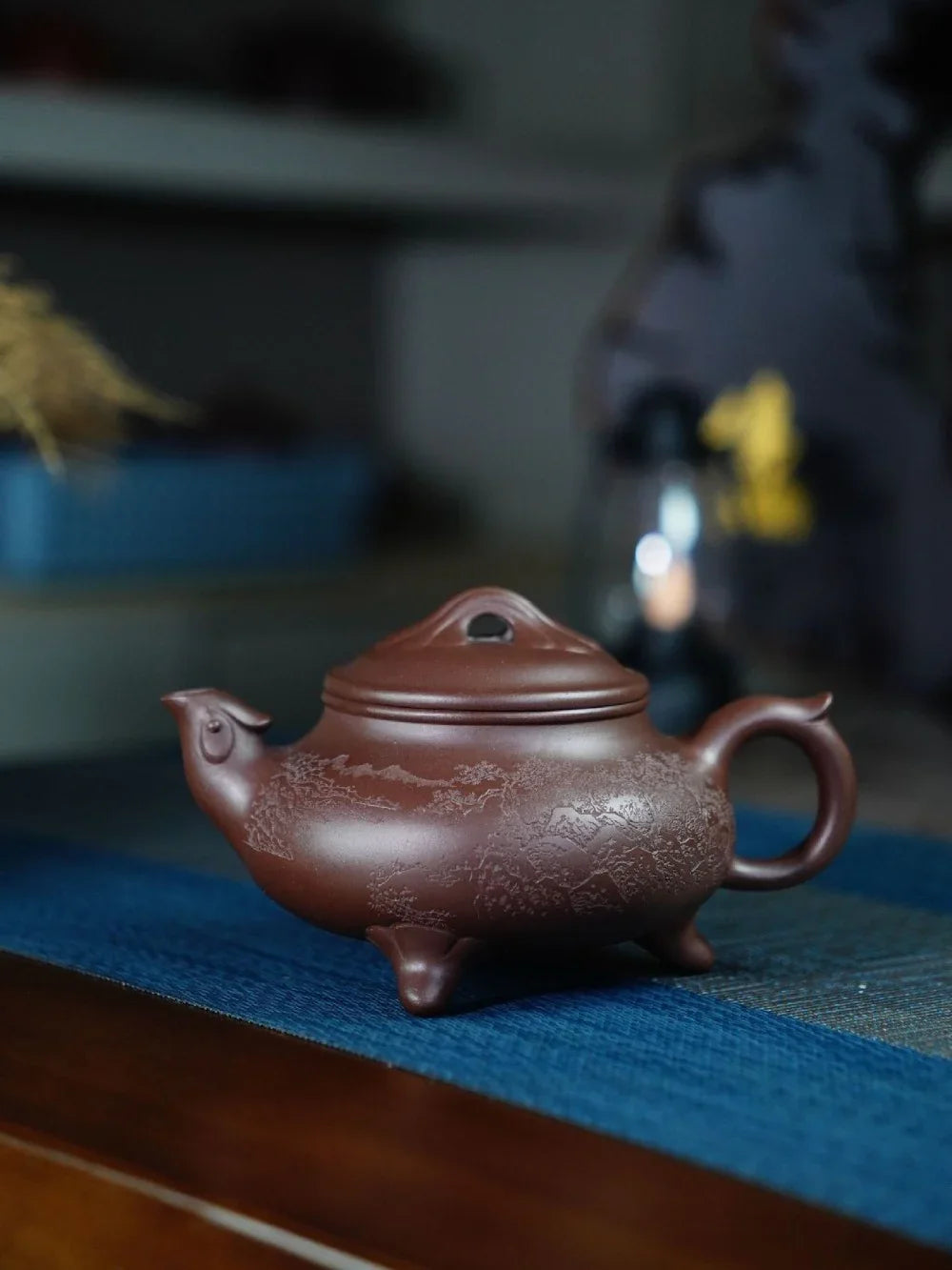 Teko Zisha Yixing Buatan Tangan Sepenuhnya [Feng Wu Jiu Tian Pot] (Zi Ni - 300ml)