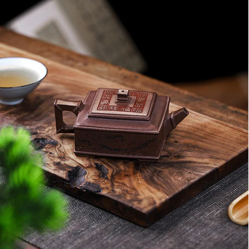Full Handmade Yixing Zisha Teapot [Fu Ban Xia Qu] (Ziyu Jin Sha - 200ml) - YIQIN TEA HOUSE | yiqinteahouse.com | 200-300ml, full handmade zisha teapot, teapot, teaware