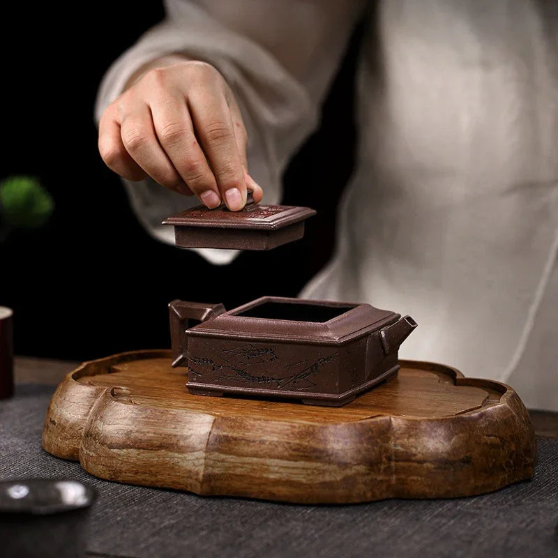 Full Handmade Yixing Zisha Teapot [Fu Ban Xia Qu] (Ziyu Jin Sha - 200ml) - YIQIN TEA HOUSE | yiqinteahouse.com | 200-300ml, full handmade zisha teapot, teapot, teaware