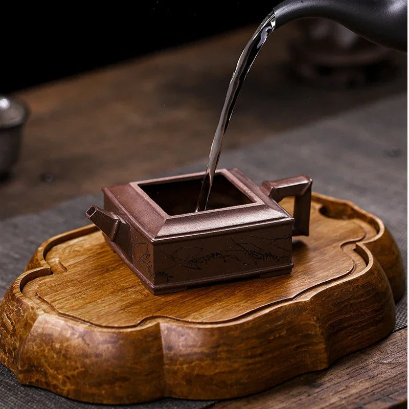 Full Handmade Yixing Zisha Teapot [Fu Ban Xia Qu] (Ziyu Jin Sha - 200ml) - YIQIN TEA HOUSE | yiqinteahouse.com | 200-300ml, full handmade zisha teapot, teapot, teaware