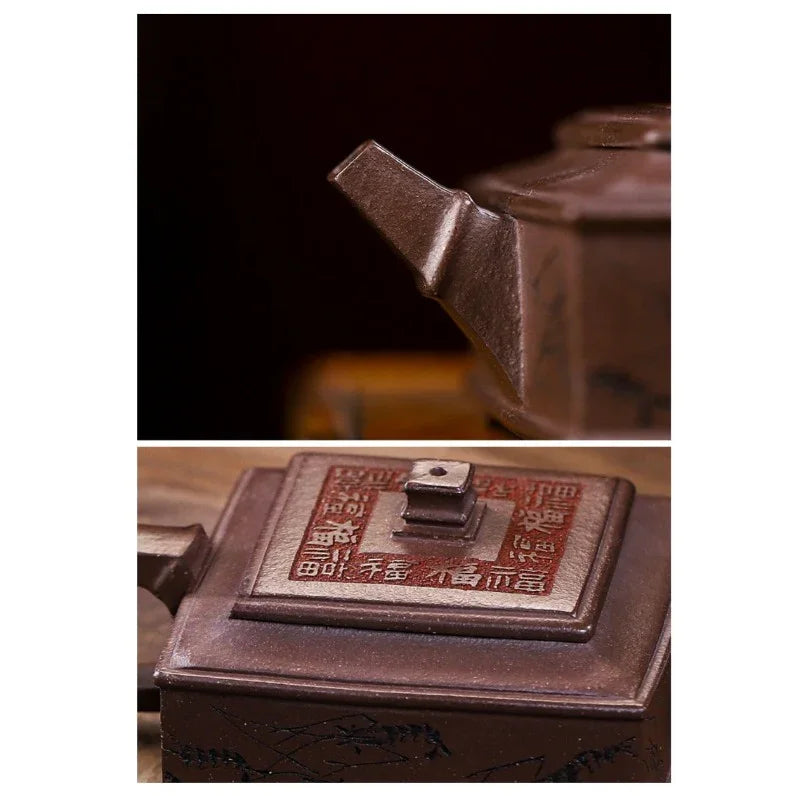 Full Handmade Yixing Zisha Teapot [Fu Ban Xia Qu] (Ziyu Jin Sha - 200ml) - YIQIN TEA HOUSE | yiqinteahouse.com | 200-300ml, full handmade zisha teapot, teapot, teaware