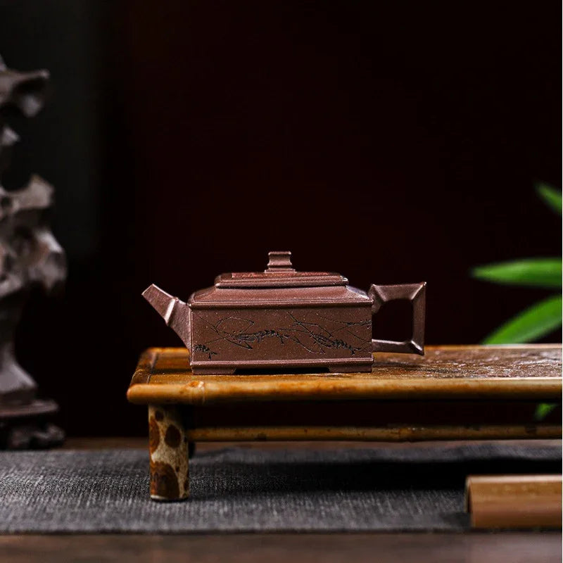 Full Handmade Yixing Zisha Teapot [Fu Ban Xia Qu] (Ziyu Jin Sha - 200ml) - YIQIN TEA HOUSE | yiqinteahouse.com | 200-300ml, full handmade zisha teapot, teapot, teaware