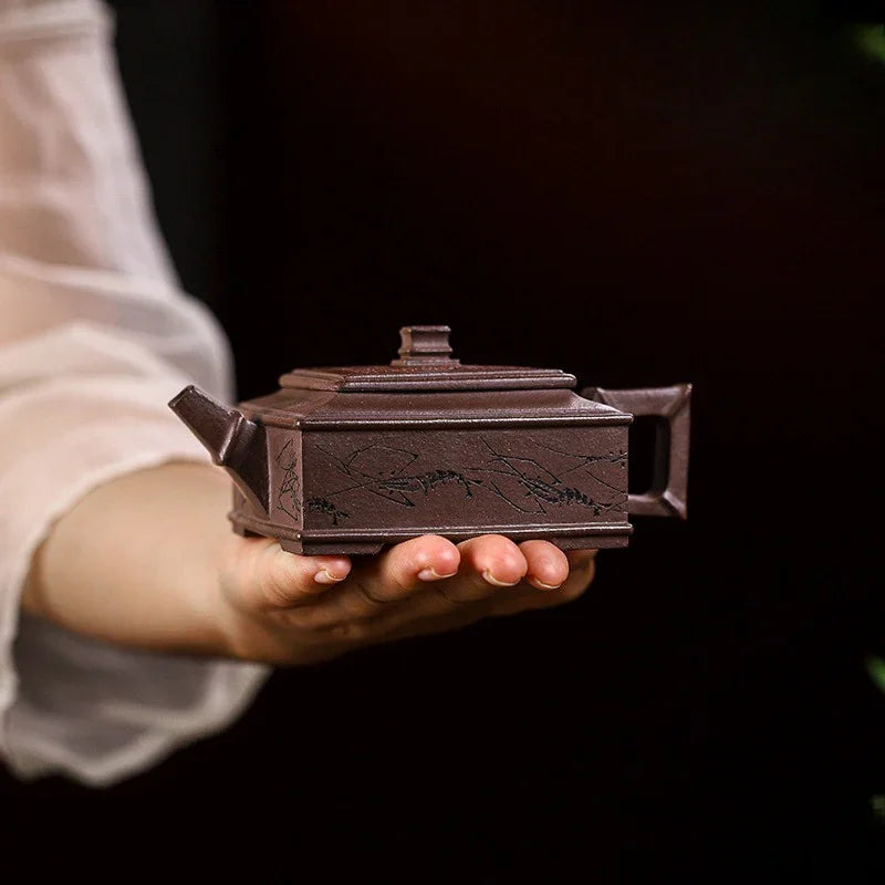 Full Handmade Yixing Zisha Teapot [Fu Ban Xia Qu] (Ziyu Jin Sha - 200ml) - YIQIN TEA HOUSE | yiqinteahouse.com | 200-300ml, full handmade zisha teapot, teapot, teaware