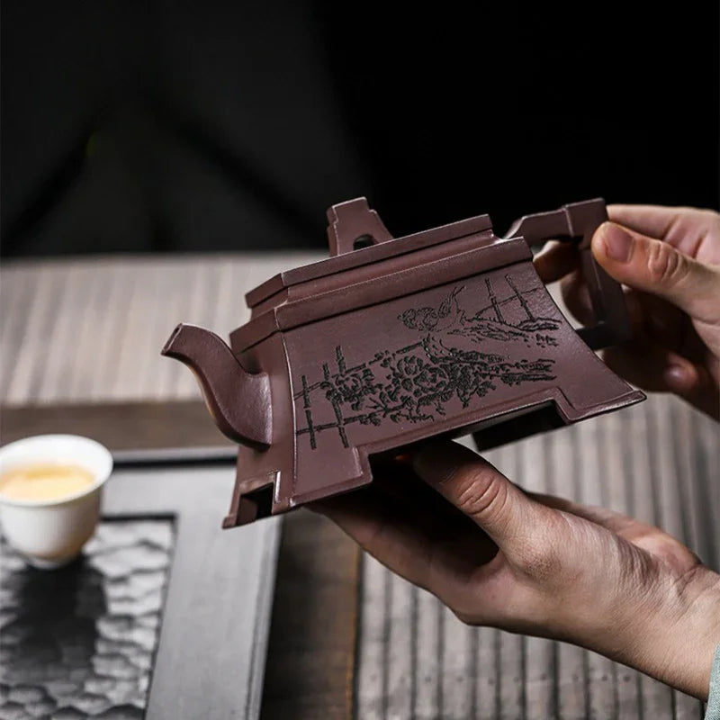 Teko Zisha Yixing Buatan Tangan Sepenuhnya [Fu Lin Sifang] (Tian Qing Zi Ni - 460ml)