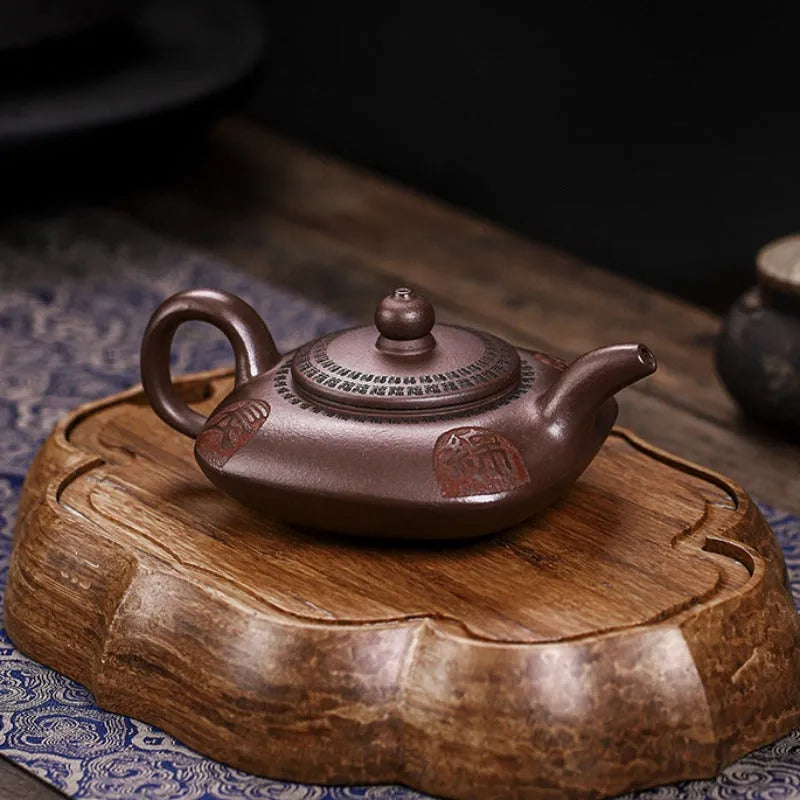 Full Handmade Yixing Zisha Teapot [Fu Yun Mian Chang] (Lao Zi Ni - 200ml) - YIQIN TEA HOUSE | yiqinteahouse.com | 200-300ml, full handmade zisha teapot, new arrival, teapot, teaware