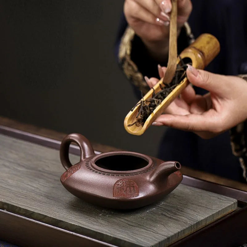 Full Handmade Yixing Zisha Teapot [Fu Yun Mian Chang] (Lao Zi Ni - 200ml) - YIQIN TEA HOUSE | yiqinteahouse.com | 200-300ml, full handmade zisha teapot, new arrival, teapot, teaware