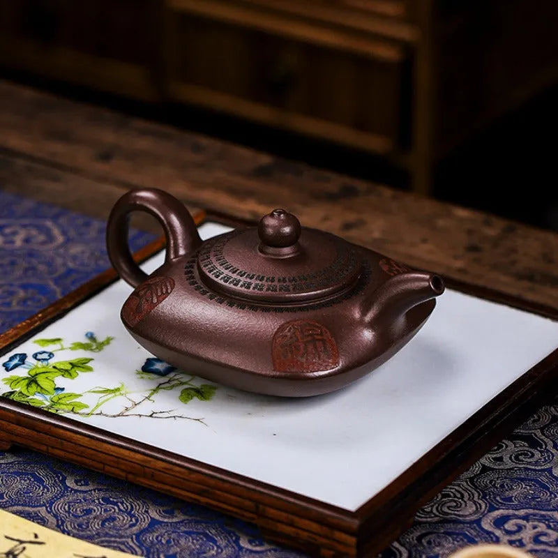 Full Handmade Yixing Zisha Teapot [Fu Yun Mian Chang] (Lao Zi Ni - 200ml) - YIQIN TEA HOUSE | yiqinteahouse.com | 200-300ml, full handmade zisha teapot, new arrival, teapot, teaware