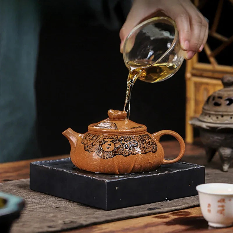 Teko Zisha Yixing Buatan Tangan Sepenuhnya [Fu Yun Ren Sheng] (Jin Jiang Po Ni - 260ml)