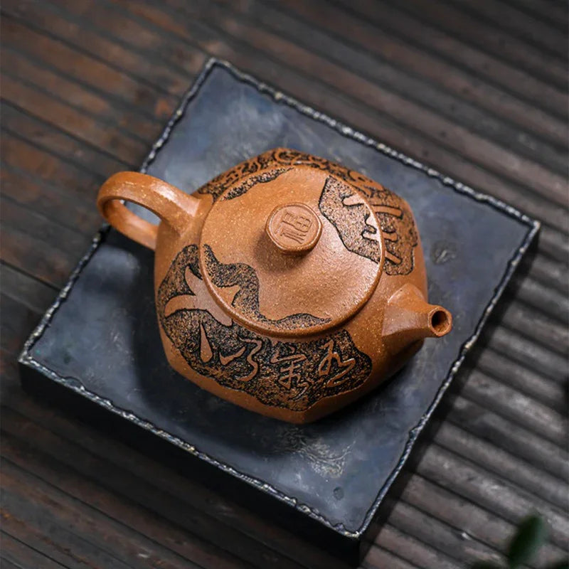 Teko Zisha Yixing Buatan Tangan Sepenuhnya [Fu Yun Ren Sheng] (Jin Jiang Po Ni - 260ml)