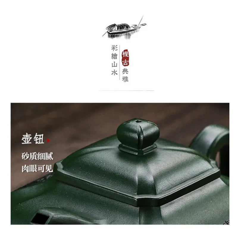 Full Handmade Yixing Zisha Teapot [Fu Yun Wan Jia] (Feicui Lu Ni - 450ml) - YIQIN TEA HOUSE | yiqinteahouse.com | >300ml, full handmade zisha teapot, new arrival, teapot, teaware