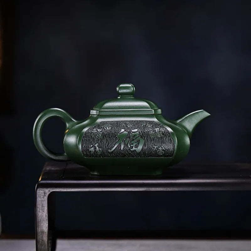 Full Handmade Yixing Zisha Teapot [Fu Yun Wan Jia] (Feicui Lu Ni - 450ml) - YIQIN TEA HOUSE | yiqinteahouse.com | >300ml, full handmade zisha teapot, new arrival, teapot, teaware