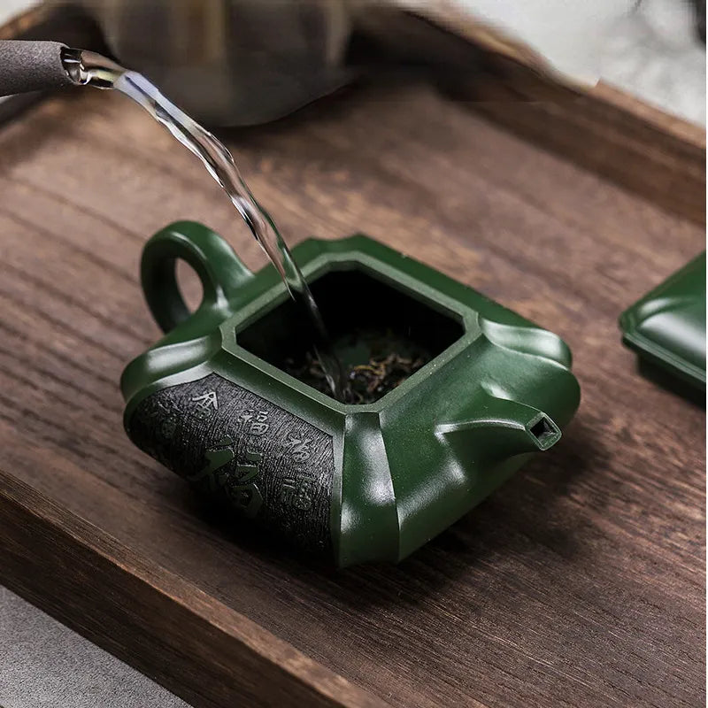 Full Handmade Yixing Zisha Teapot [Fu Yun Wan Jia] (Feicui Lu Ni - 450ml) - YIQIN TEA HOUSE | yiqinteahouse.com | >300ml, full handmade zisha teapot, new arrival, teapot, teaware