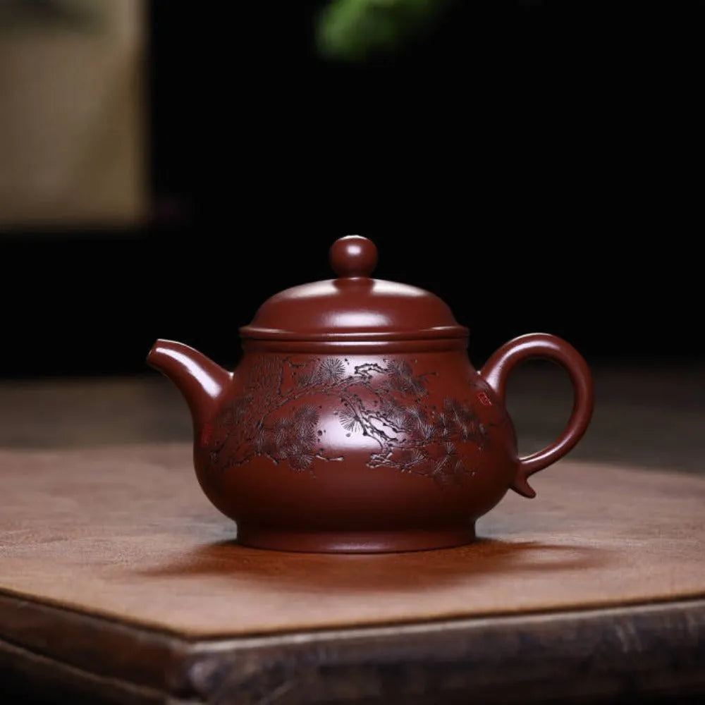 Full Handmade Yixing Zisha Teapot [Gao Pan Pot] (Zi Ni - 240ml) - YIQIN TEA HOUSE | yiqinteahouse.com | 200-300ml, full handmade zisha teapot, new arrival, teapot, teaware