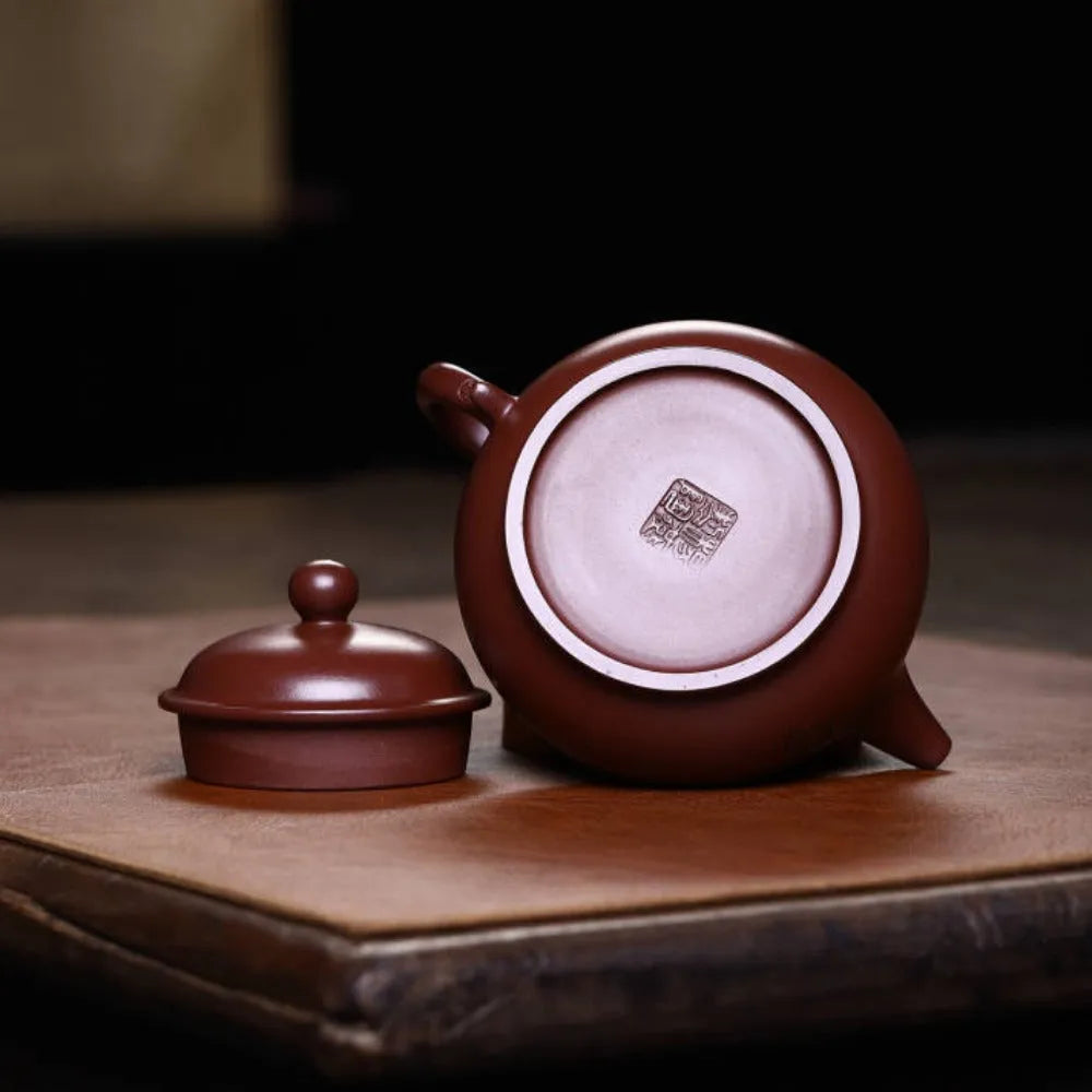 Full Handmade Yixing Zisha Teapot [Gao Pan Pot] (Zi Ni - 240ml) - YIQIN TEA HOUSE | yiqinteahouse.com | 200-300ml, full handmade zisha teapot, new arrival, teapot, teaware