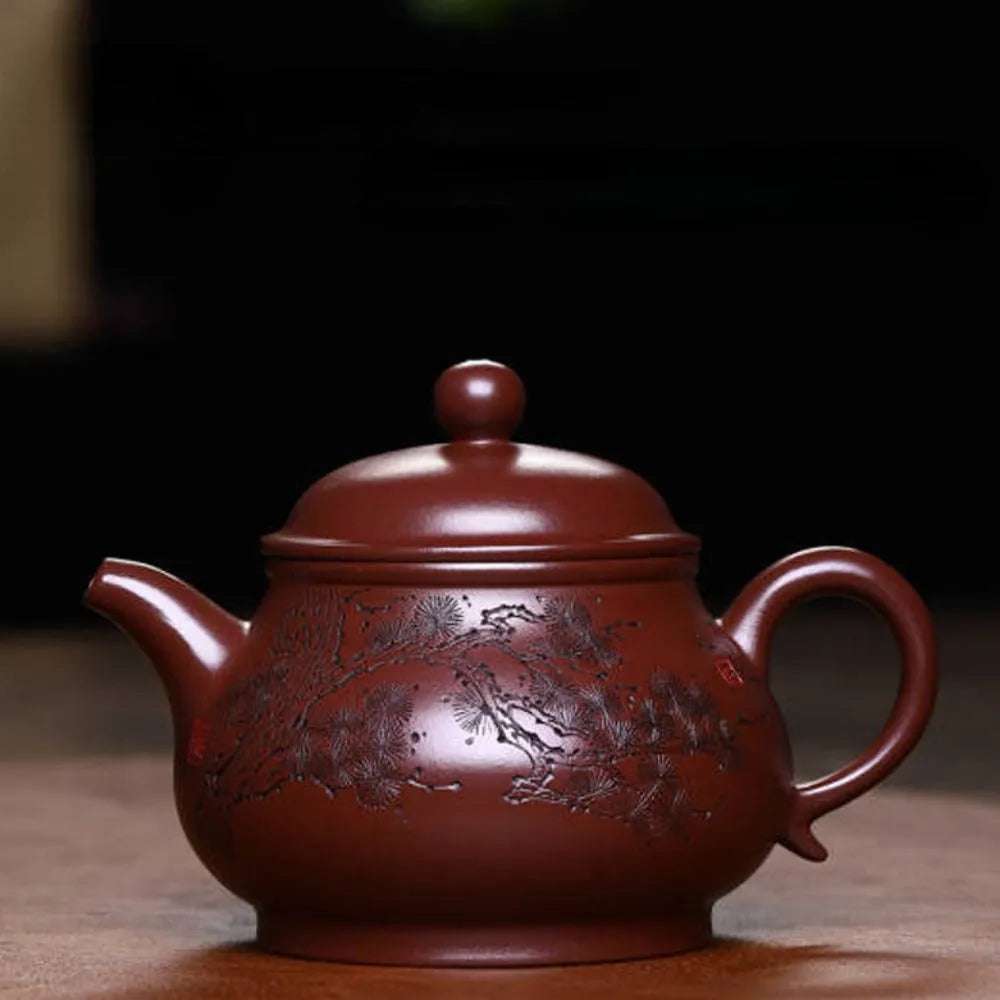 Full Handmade Yixing Zisha Teapot [Gao Pan Pot] (Zi Ni - 240ml) - YIQIN TEA HOUSE | yiqinteahouse.com | 200-300ml, full handmade zisha teapot, new arrival, teapot, teaware