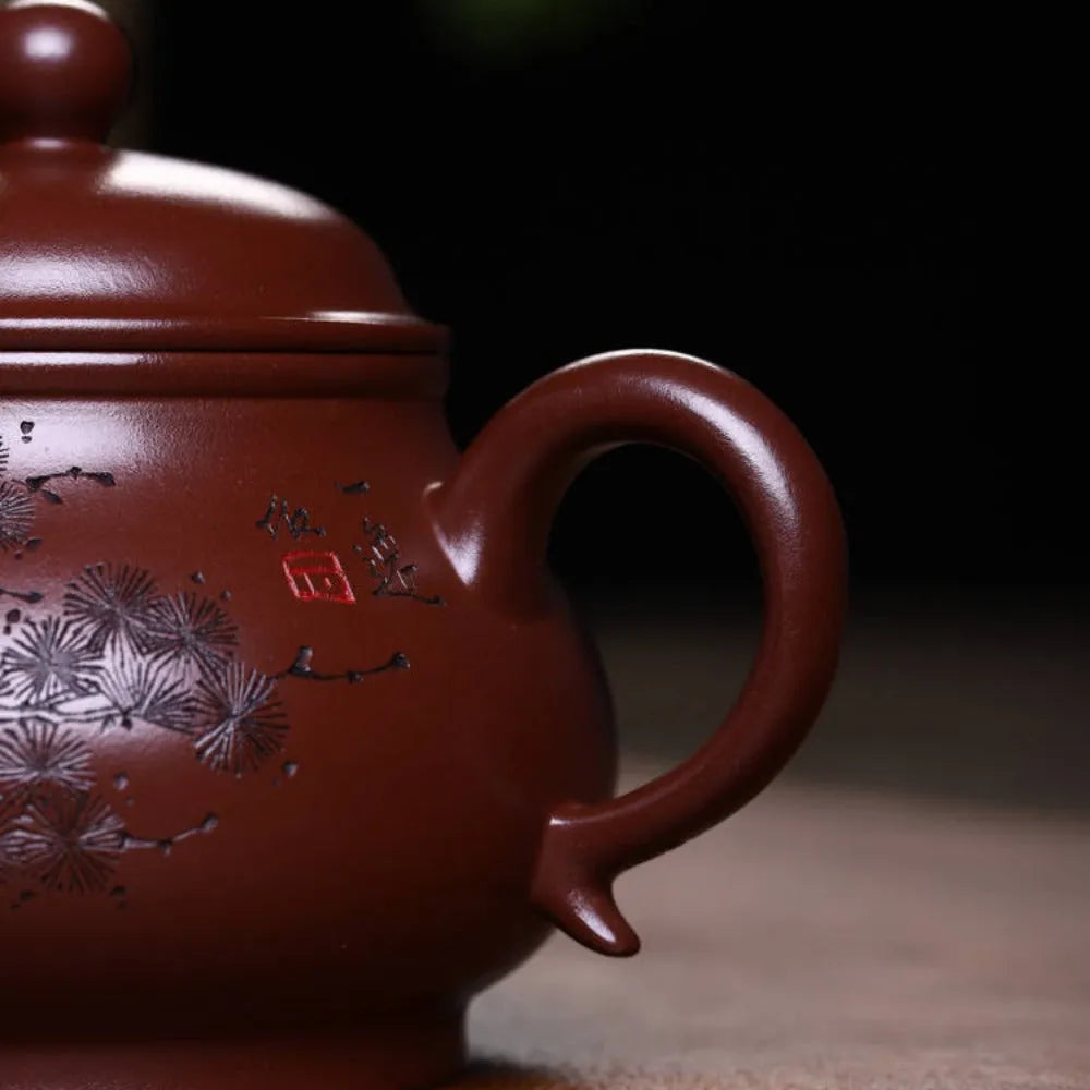 Full Handmade Yixing Zisha Teapot [Gao Pan Pot] (Zi Ni - 240ml) - YIQIN TEA HOUSE | yiqinteahouse.com | 200-300ml, full handmade zisha teapot, new arrival, teapot, teaware