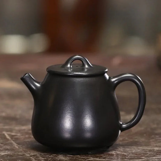 Teko Zisha Yixing Buatan Tangan Sepenuhnya [Gao Shi Piao Pot] (Hei Ni - 200ml)
