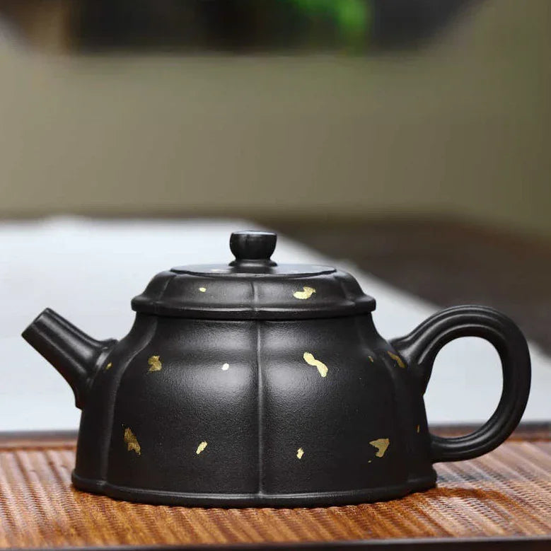 Teko Zisha Yixing Buatan Tangan Sepenuhnya [Periuk Bulan Separuh Emas] (Shi Huang - 280ml)