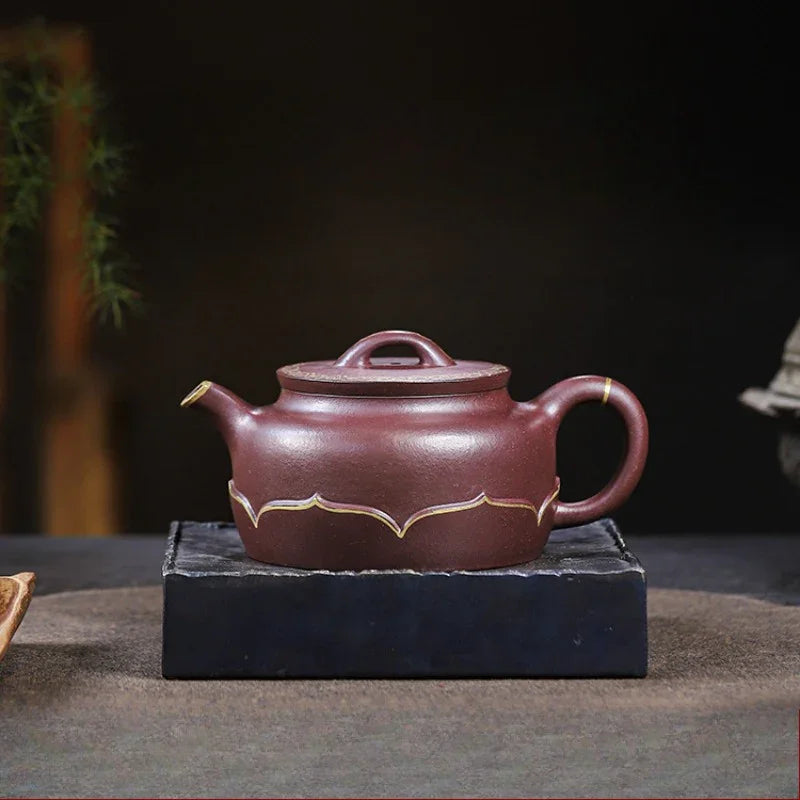 Teko Zisha Yixing Buatan Tangan Sepenuhnya [Golden Lotus] (Zi Ni - 350ml)