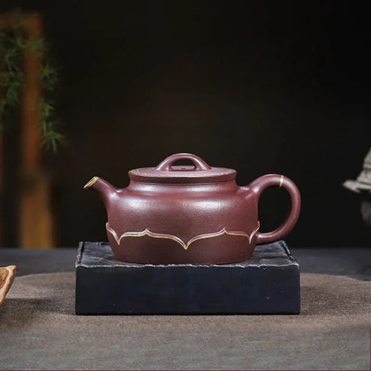 Teko Zisha Yixing Buatan Tangan Sepenuhnya [Golden Lotus] (Zi Ni - 350ml)