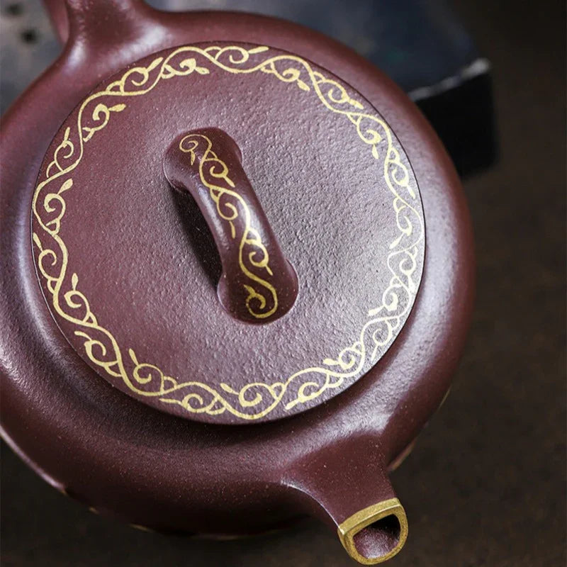 Teko Zisha Yixing Buatan Tangan Sepenuhnya [Golden Lotus] (Zi Ni - 350ml)