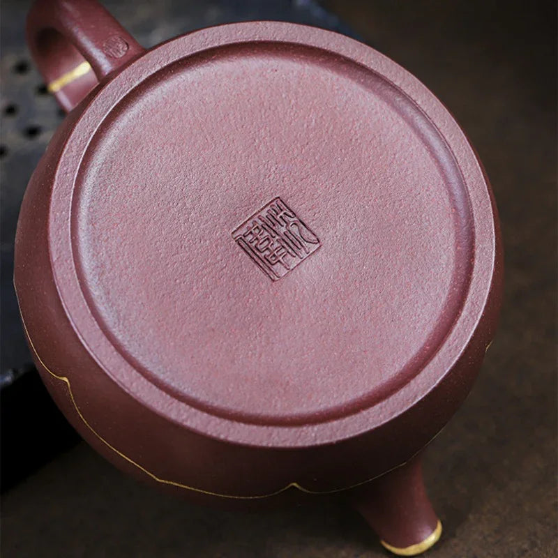Teko Zisha Yixing Buatan Tangan Sepenuhnya [Golden Lotus] (Zi Ni - 350ml)